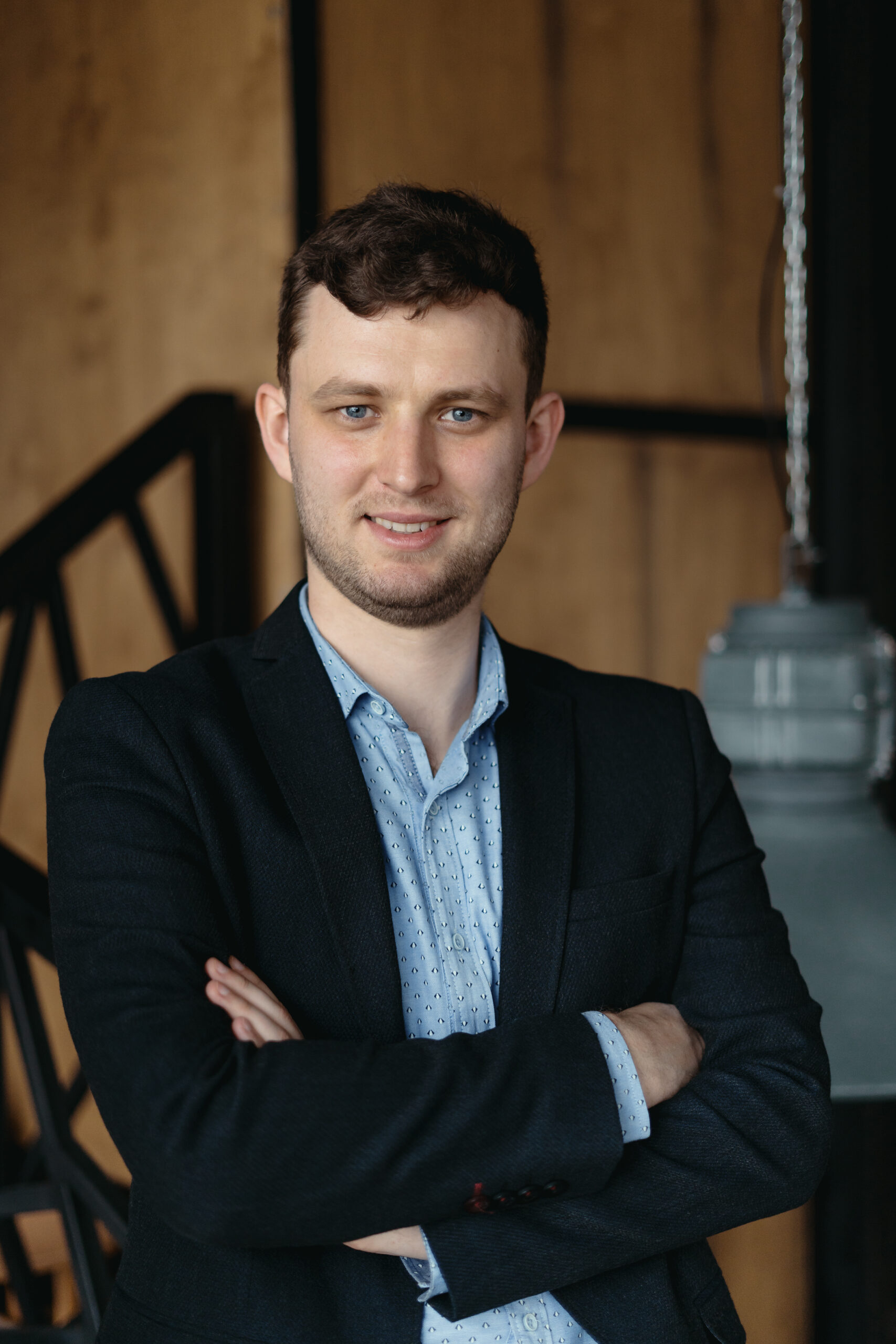 Home man portrait posing in a loft modern space